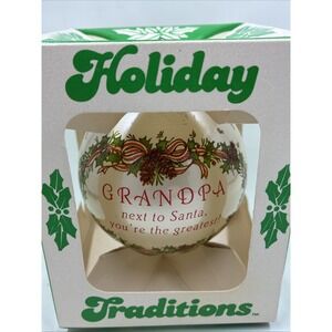 Vintage Holiday Traditions 1990 Grandpa Glass Christmas Ornament 3"